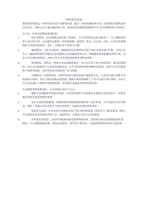 销售裂变机制
