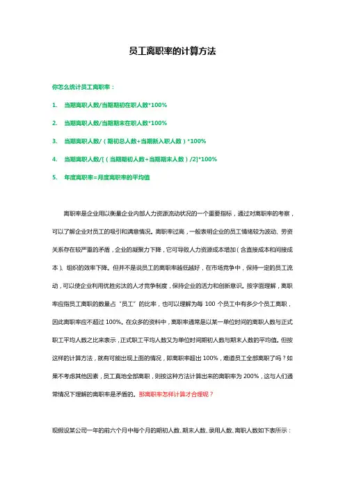 员工离职率的计算方法