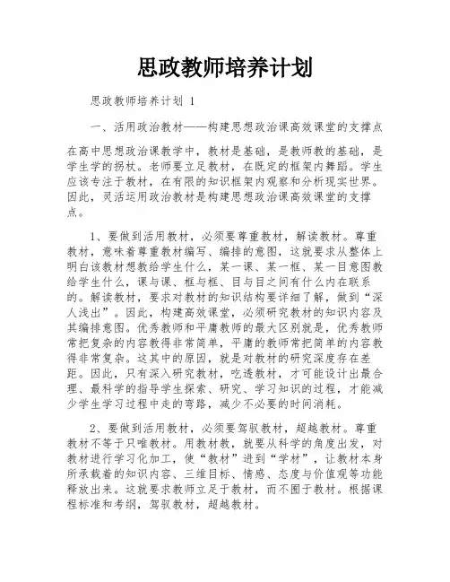 思政教师培养计划