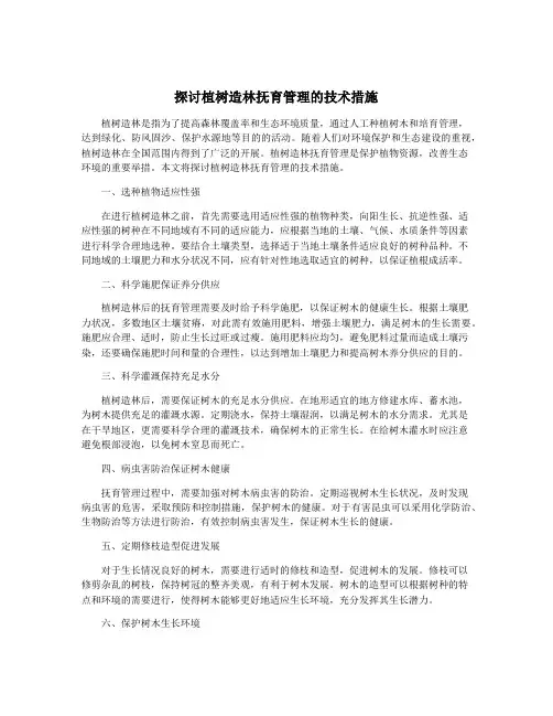 探讨植树造林抚育管理的技术措施
