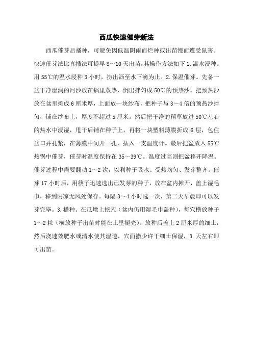 西瓜快速催芽新法