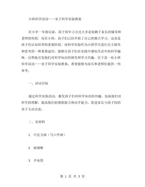 小班科学活动——亲子科学实验教案