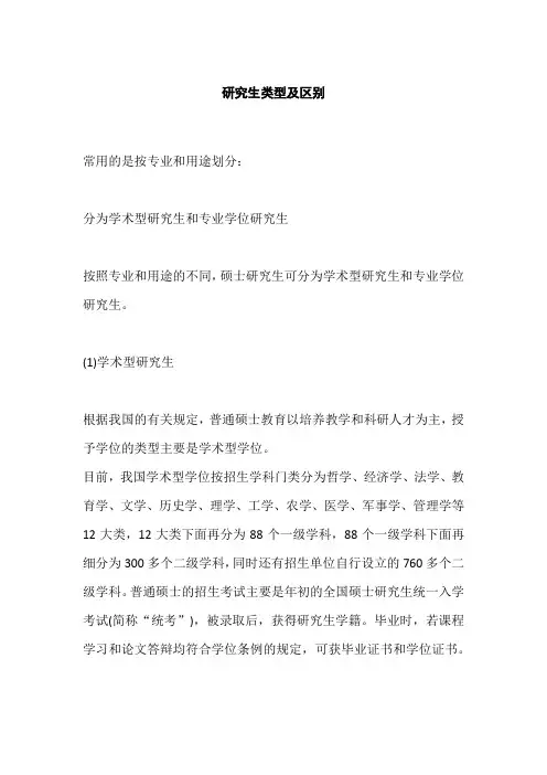 研究生类型及区别