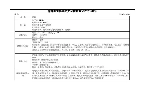化学危险物品安全参数(MSDS)一览表1