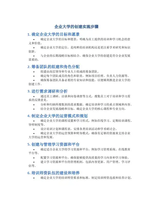 企业大学的创建实施步骤
