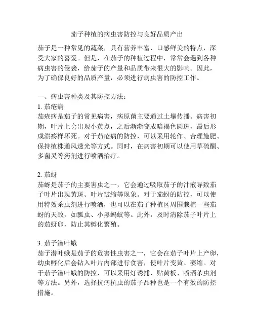 茄子种植的病虫害防控与良好品质产出