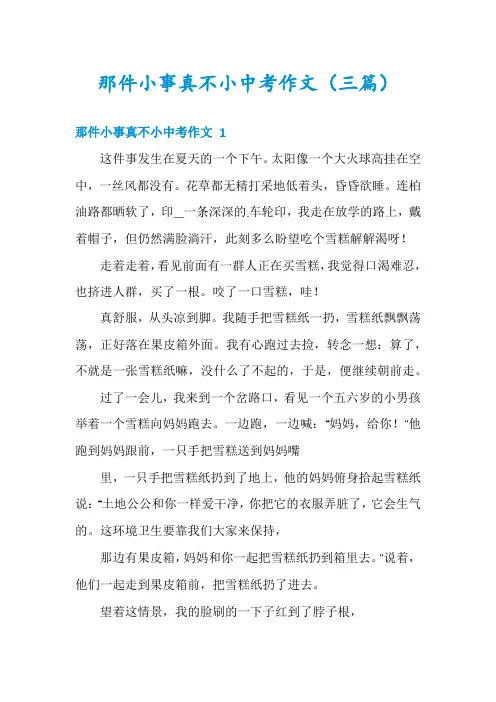 那件小事真不小中考作文(三篇)