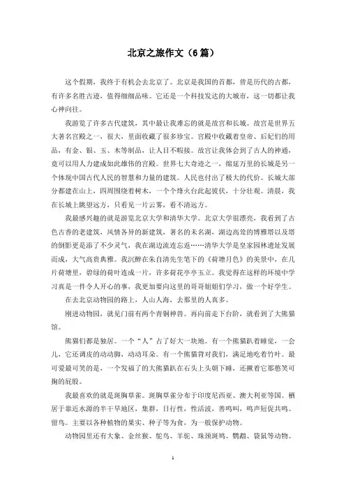 北京之旅作文(6篇)