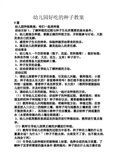 幼儿园好吃的种子教案