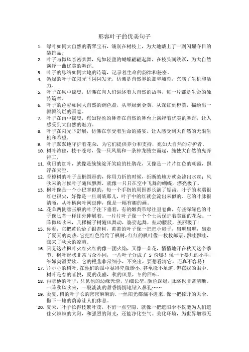 形容叶子的优美句子