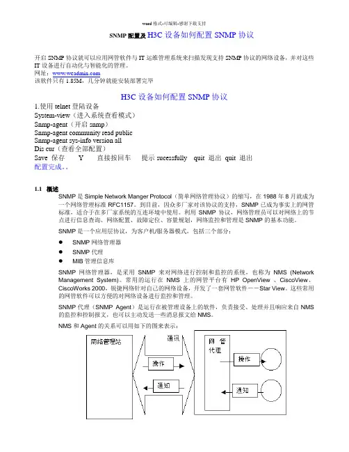 SNMP的配置开启及H3C设备如何配置SNMP协议