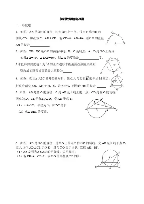 初四数学精选习题