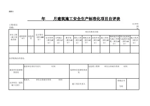安全生产自评表JGJ59-2011