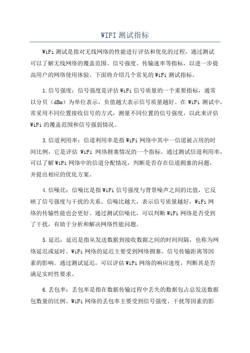 WIFI测试指标