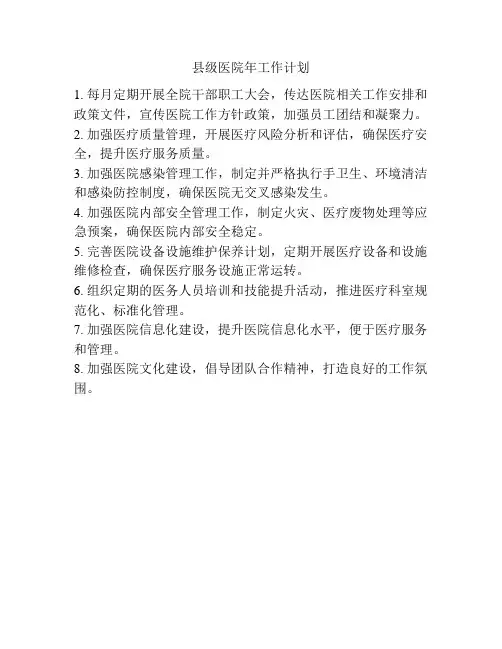 县级医院年工作计划