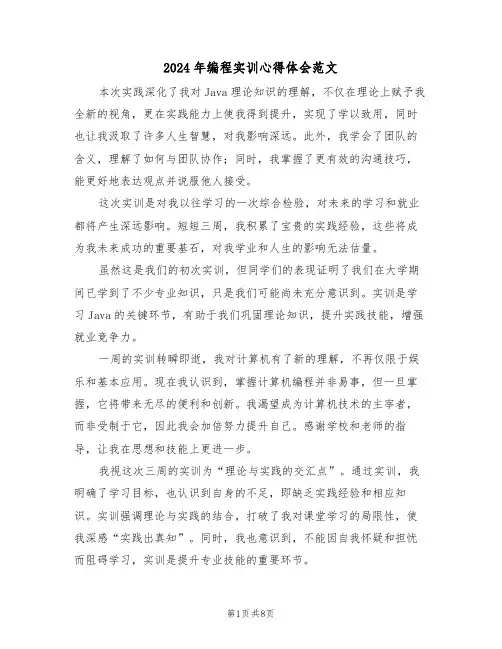 2024年编程实训心得体会范文（五篇）