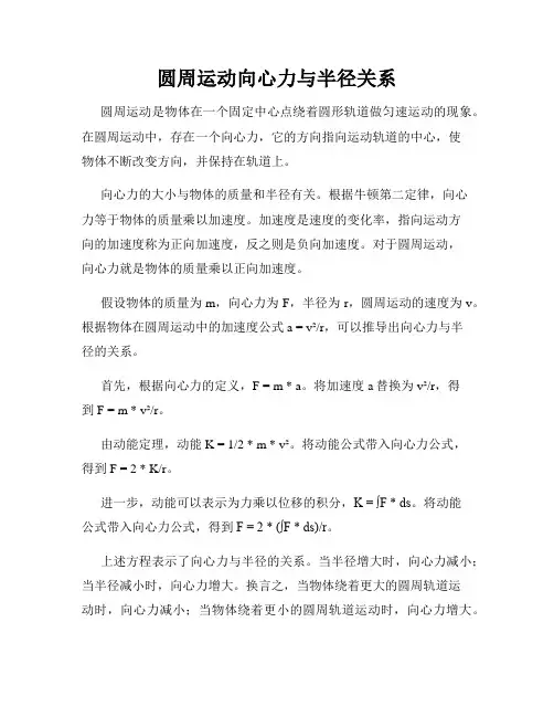 圆周运动向心力与半径关系