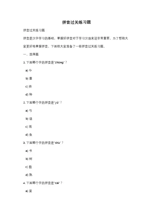 拼音过关练习题