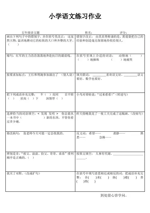 2013小学语文练习作业4
