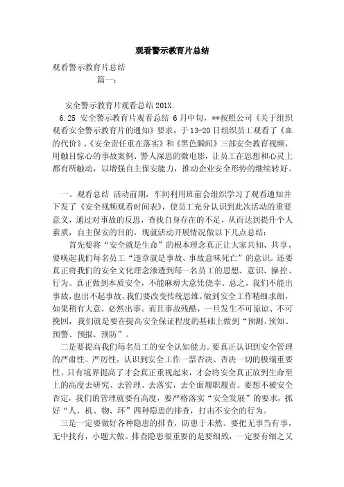 观看警示教育片总结