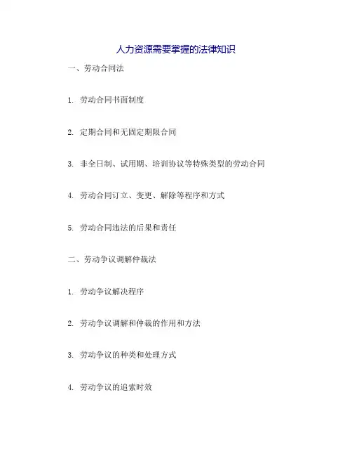 人力资源需要掌握的法律知识
