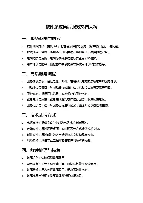 软件系统售后服务
