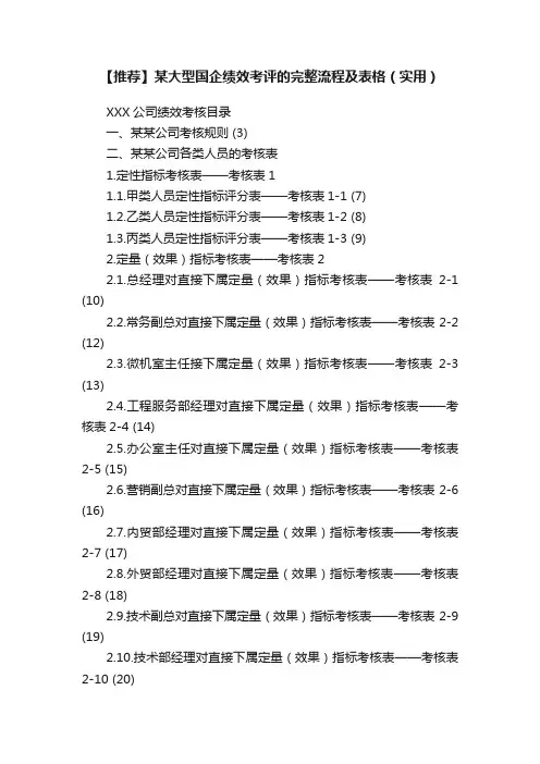 【推荐】某大型国企绩效考评的完整流程及表格（实用）