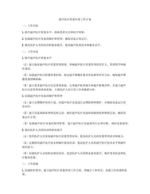 超声医疗质量年度工作计划