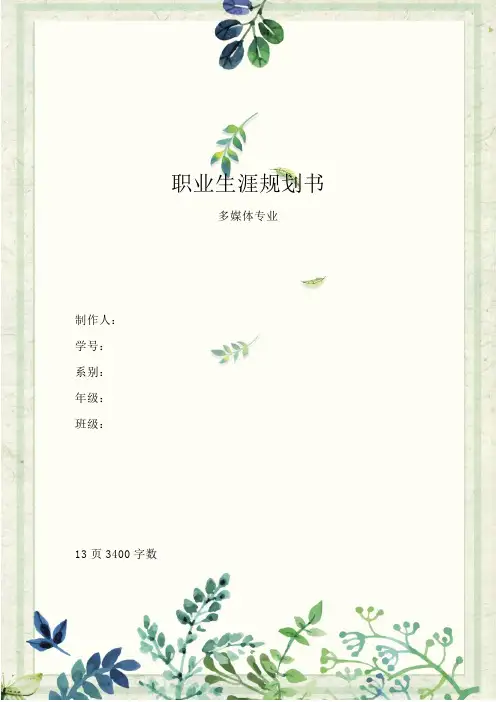 【13页】多媒体专业职业生涯规划书