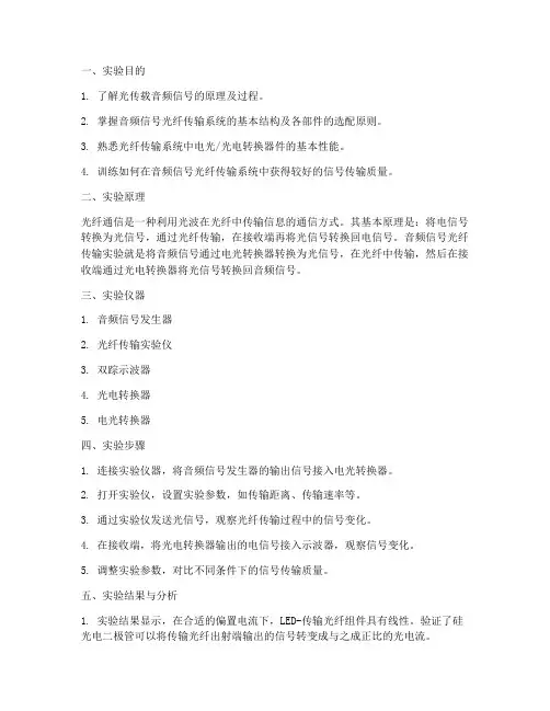 光传载音频信号实验报告