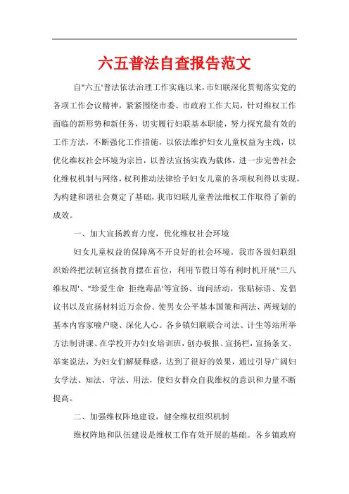 六五普法自查报告范文