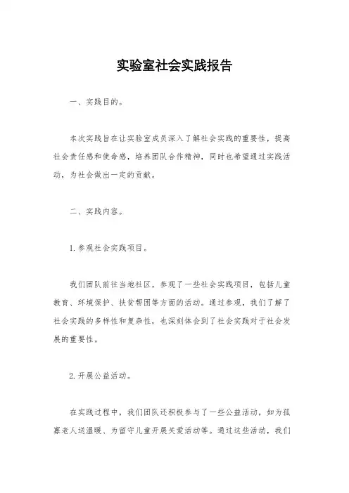 实验室社会实践报告