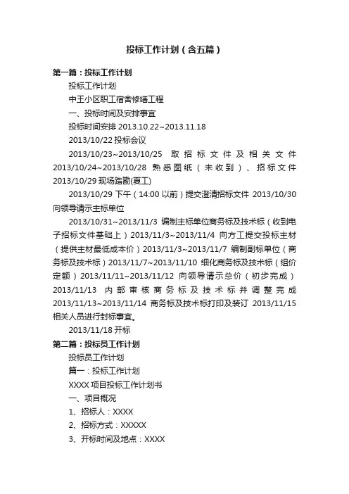 投标工作计划（含五篇）