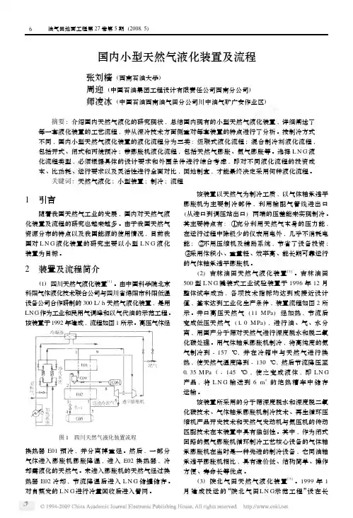 国内小型天然气液化装置及流程