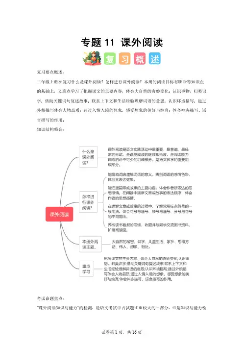 2023-2024学年二年级语文寒假专项提升专题11 课外阅读[附答案]