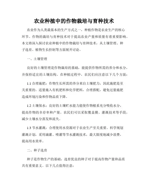 农业种植中的作物栽培与育种技术