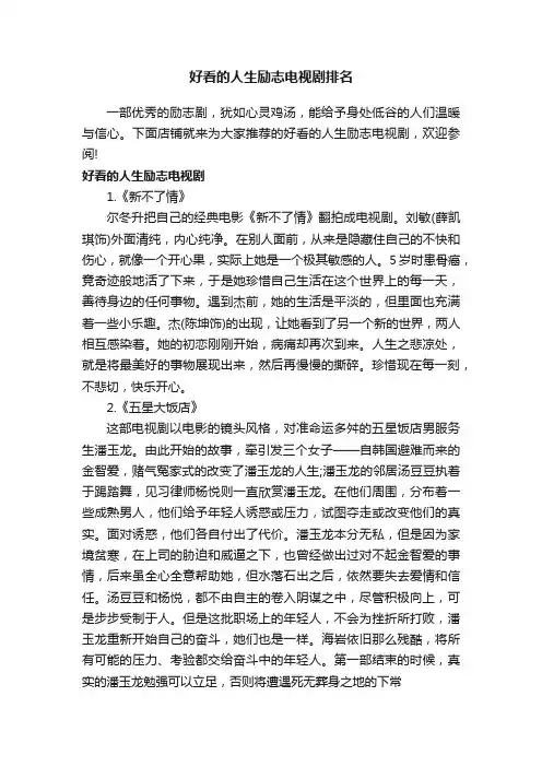 好看的人生励志电视剧排名