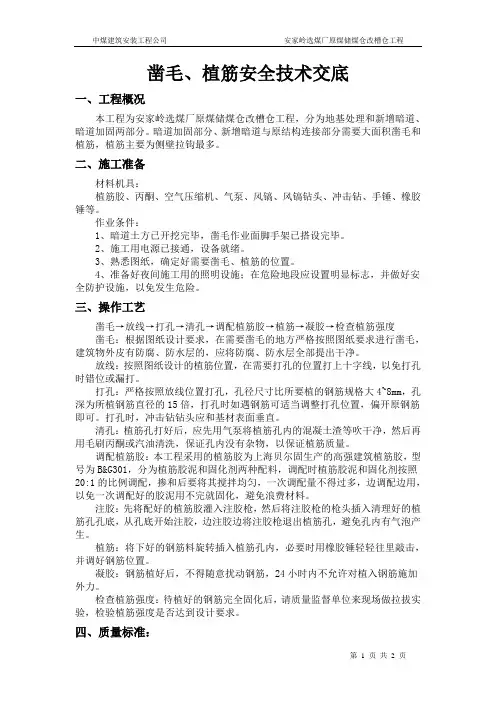 凿毛、植筋工程安全技术交底