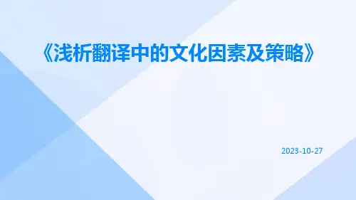 浅析翻译中的文化因素及策略