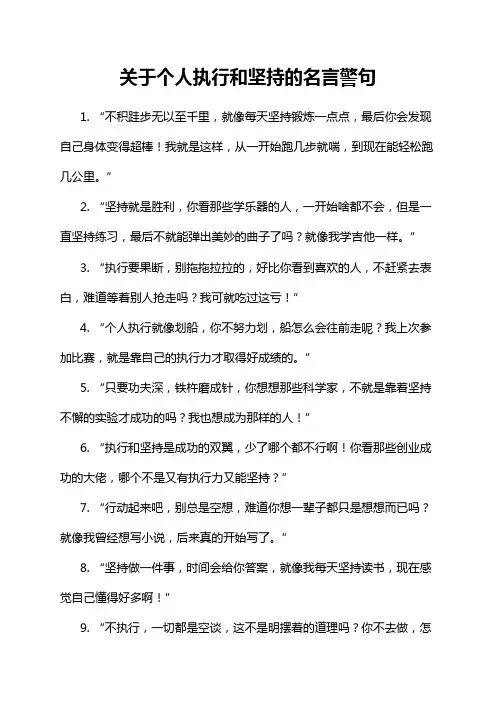 关于个人执行和坚持的名言警句