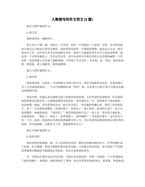 人物描写的作文范文(5篇)