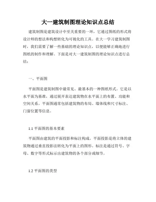 大一建筑制图理论知识点总结