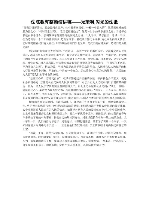 法院教育整顿演讲稿——光荣啊,闪光的法徽