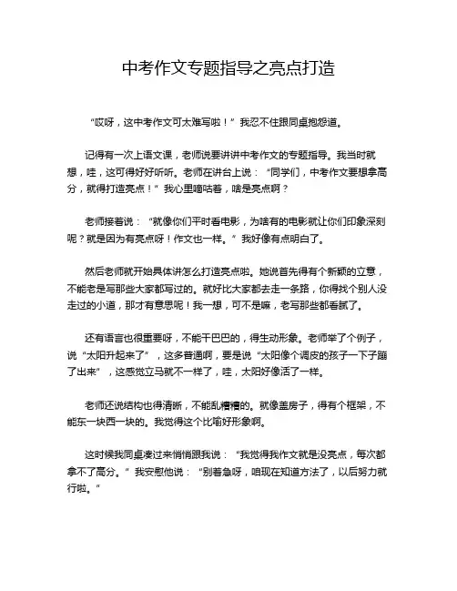 中考作文专题指导之亮点打造