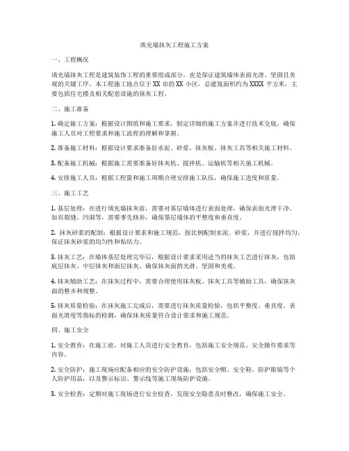 填充墙抹灰工程施工方案