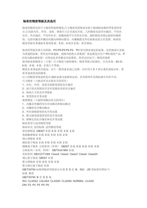 轴承的精度等级及其选用