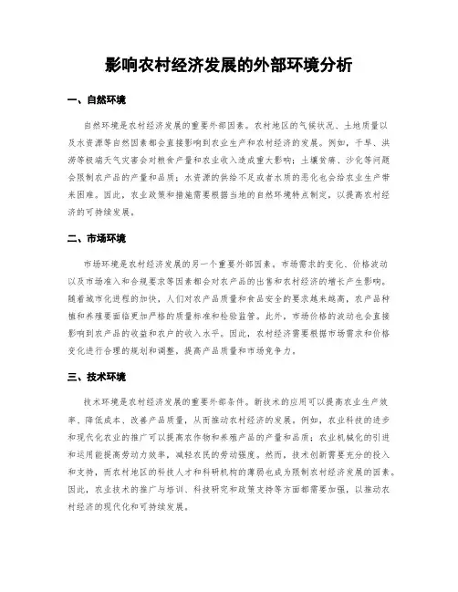 影响农村经济发展的外部环境分析