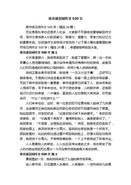 菜市场见闻作文500字（精选29篇）