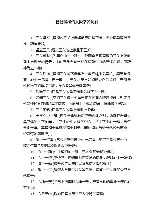 杨健侯秘传太极拳名词解