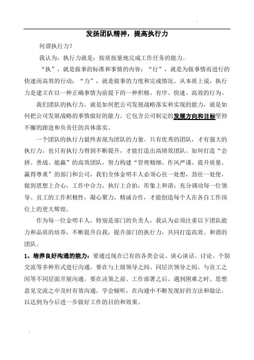 -发扬团队精神,提高执行力